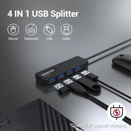 4-Port USB C and A Hub Splitter Ultra Slim Fast 5Gbps data for Mac Windows Linux