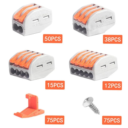 Electrical Connectors Wire Block Clamp Terminal Cable 12V 240V Reusable 265 pcs