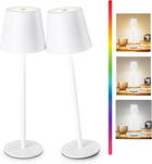 Rechargeable RGB LED Table Lamps Touch Dimmable 2 Pack IP54 White Indoor/Outdoor