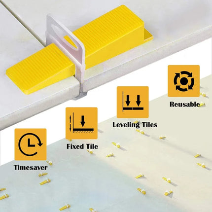 Tile Levelling System Kit Reusable 300 Spacers 100 Wedge Clip Floor Wall Tool