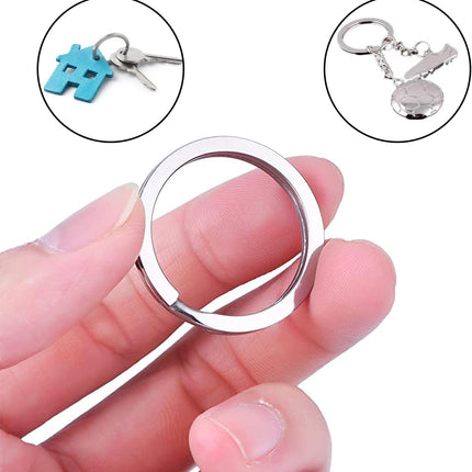 Heavy Duty Metal Split Key Rings – 28mm Keychain Ring Holder, Silver Pack of 5