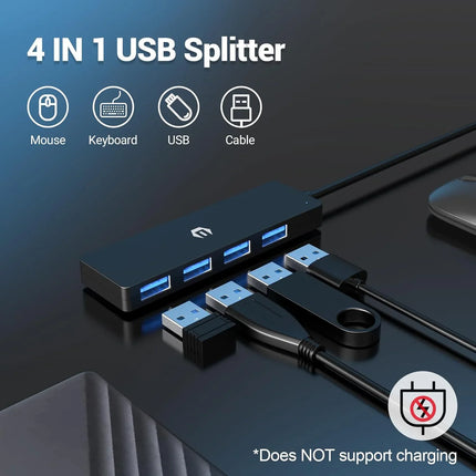 USB 3.0 Hub 4-Port USB Hub Multiplier Expander for Laptop HDD Console Car etc
