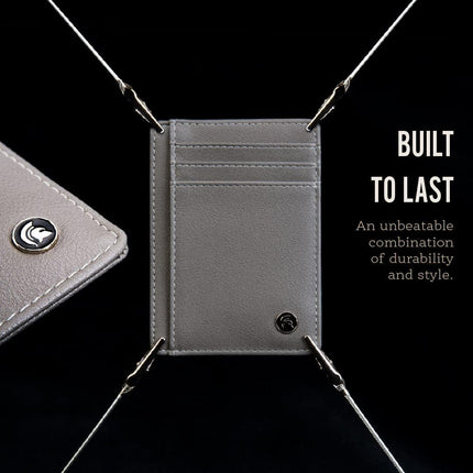 POWR Credit Card Holder (Grey) Wallet Slim RFID Blocking Minimalist