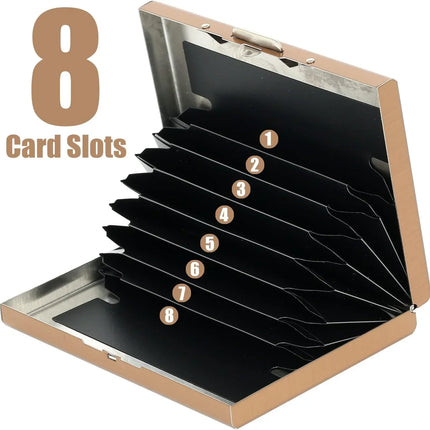 Stainless Steel Credit Card Holder RFID Blocking Slim Credit Card Case 8 Cards