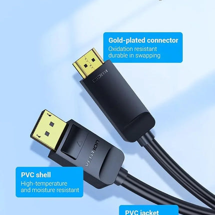 VENTION Display Port to HDMI cable 1.5 m 60Hz 1080P - Black