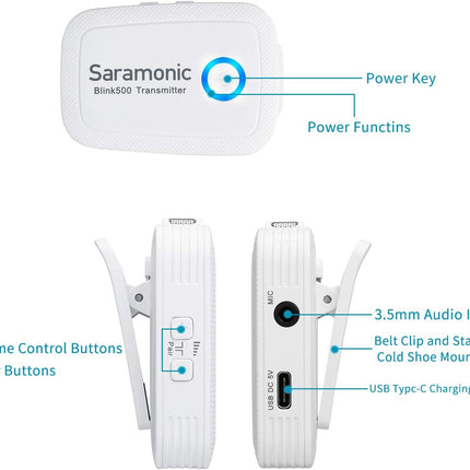 Saramonic Blink500 B2W Wireless Lavalier Microphone 2.4GHz Dual-Channel Stereo