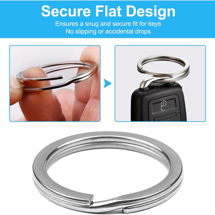 Heavy Duty Metal Split Key Rings – 30mm Keychain Ring Holder, Silver Pack of 5