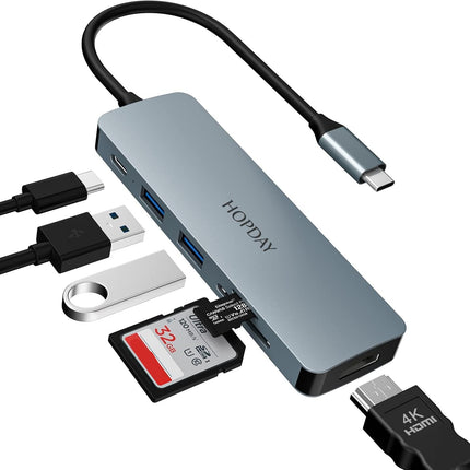 USB C Docking Station Mac Windows iPad Pro Adapter 6 in 1 with 4K HDMI SD Reader