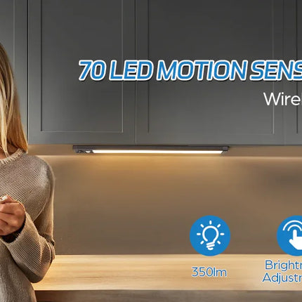 Wireless Motion Sensor Under Cabinet Closet Kitchen Counter LED Night Light 2 Pk