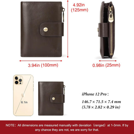Smart Anti-Theft GPS Men's Wallet RFID Blocking Trifold Cowhide Genuine Leather
