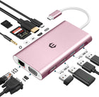 11 in 1 USB Docking Station 4K HDMI 3.5 mm Audio VGA Ethernet 4 USB A USB C