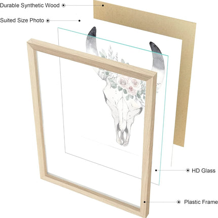 ArtbyHannah 12x16 Inch Framed Boho Wall Art, Set of 3 with Bohemian Art Prints