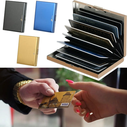 Stainless Steel Credit Card Holder RFID Blocking Slim Credit Card Case 8 Cards
