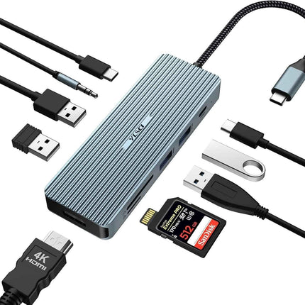 10 in 1 USB C Docking Station - 4K HDMI 2 USB 3.0 2 USB 2.0, USB-C 100W PD SD/TF