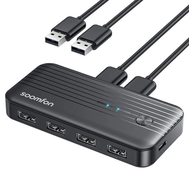 KVM USB 3.0 Switcher for 2 PCs to Share USB Devices 5Gbps High Speed 2 In 4 Out