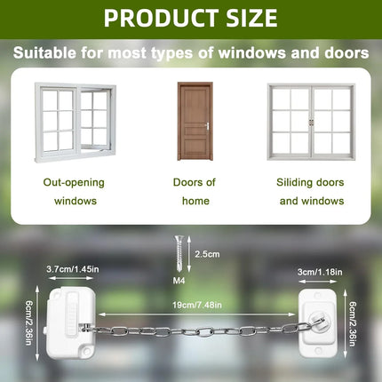Child Window Locks Adjustable Window Restrictors for Windows Doors 2 Pack