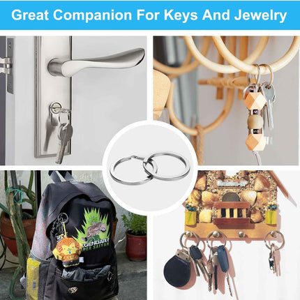 Heavy Duty Metal Split Key Rings – 30mm Keychain Ring Holder, Silver Pack of 5