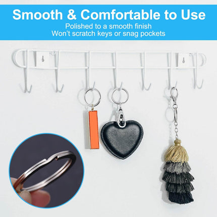 Heavy Duty Metal Split Key Rings – 30mm Keychain Ring Holder, Silver Pack of 5