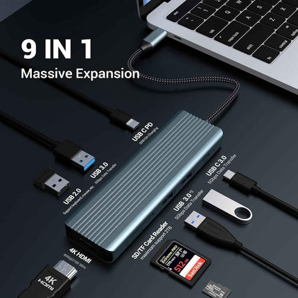 9 in 1 USB C Docking Station with HDMI 4K USB 3.0 USB 2.0 USB C 100W PD SD/TF