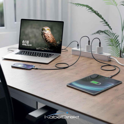 USB C Cable for Fast Charging - Break-Resistant Metal Plugs + Nylon Braiding 0.3m