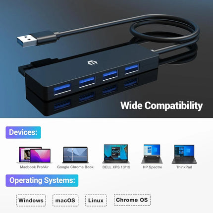 USB 3.0 Hub 4-Port USB Hub Multiplier Expander for Laptop HDD Console Car etc