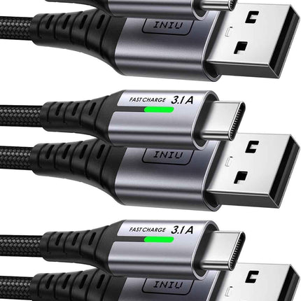 INIU 5 Pack USB C Cables 3.1A Type C 2m+2m+1m+1m+0.5 For Samsung iPhone 15/16/17