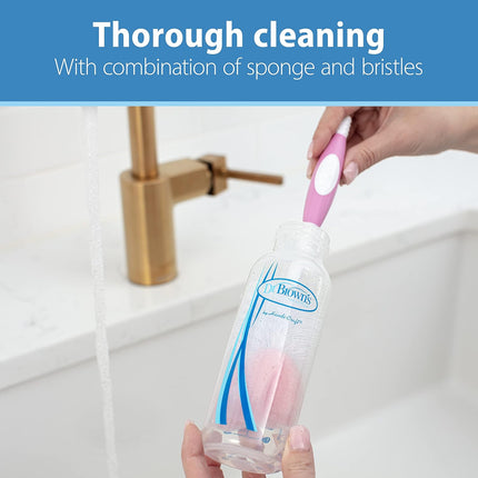 Dr Brown's Baby Bottle Cleaning Brush Pink Bottle Cleaner with Teat Cleaner 2 Pk