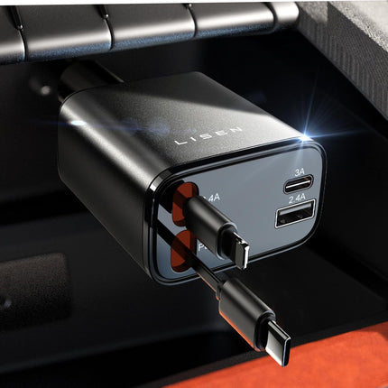 LISEN Retractable USB C 84W Car Charger for iPhone Samsung iPad Fast Charge