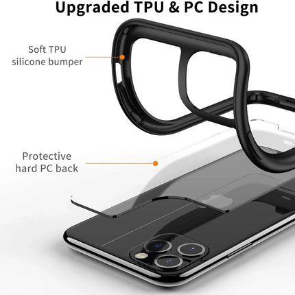 Black Banded 11 Pro Max Case Ultra Clear Hard Back Scratch-Resistant Hard Case