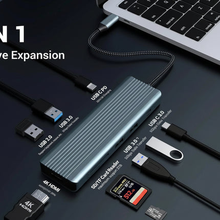 USB C Docking Station 9-in-1 with HDMI 4K SD/TF Slots USB for Mac Windows Linux