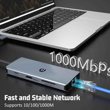 8 in 1 Docking Station 4K HDMI USB C GB Ethernet USB 2.0 5 Gbps USB 3.0 PD 100W