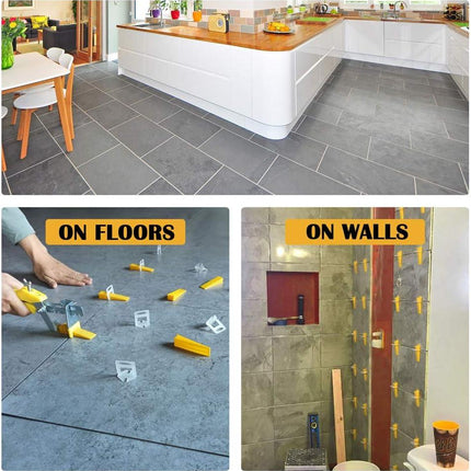 Tile Levelling System Kit Reusable 300 Spacers 100 Wedge Clip Floor Wall Tool