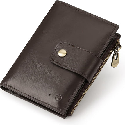 Smart Anti-Theft GPS Men's Wallet RFID Blocking Trifold Cowhide Genuine Leather