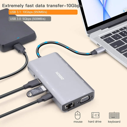 USB C Docking Station 2 HDMI 11 in 1 Triple Display USB C Hub 2 HDMI Plus VGA