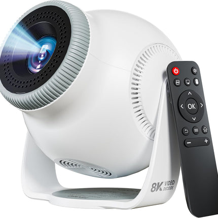 8K Android 14.0 Mini Smart Projector with Wi-Fi 6 and Bluetooth 5.4 450 ANSI