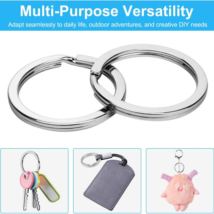 Heavy Duty Metal Split Key Rings – 30mm Keychain Ring Holder, Silver Pack of 5