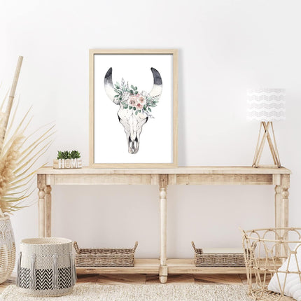 ArtbyHannah 12x16 Inch Framed Boho Wall Art, Set of 3 with Bohemian Art Prints