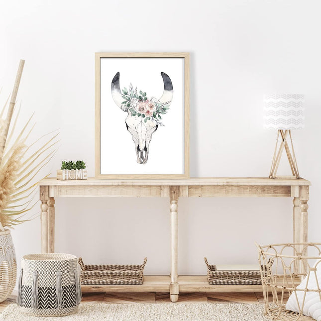 ArtbyHannah 12x16 Inch Framed Boho Wall Art, Set of 3 with Bohemian Art Prints