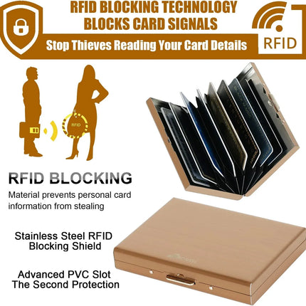 Stainless Steel Credit Card Holder RFID Blocking Slim Credit Card Case 8 Cards
