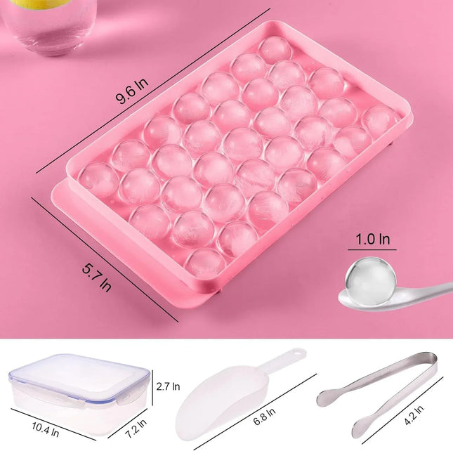 Reusable Ice Cube Tray With Container Scoop & Tongs BPA Free Makes 66 Ice Balls