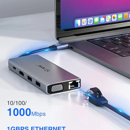 Docking Station 11-in-1 Adapter with Ethernet 4K HDMI VGA USB3.0 USB2.0 SD/TF