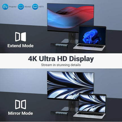 USB C Docking Station 9-in-1 with HDMI 4K SD/TF Slots USB for Mac Windows Linux