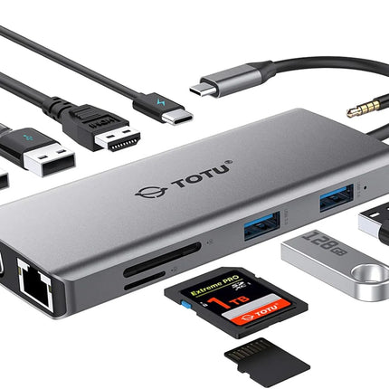 Docking Station 11-in-1 Adapter with Ethernet 4K HDMI VGA USB3.0 USB2.0 SD/TF