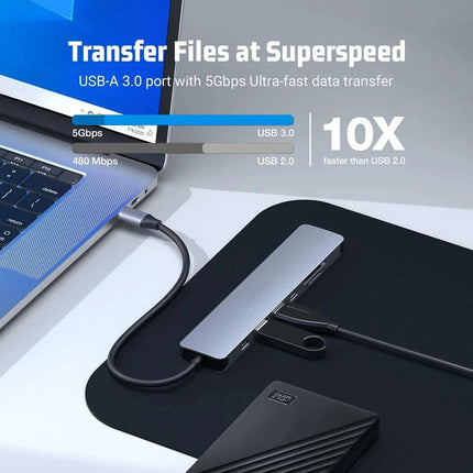 7 in 1 USB C Docking Station with 4K HDMI 100W PD 2 USB-A 3.0 USB-C 3.0 SD/TF