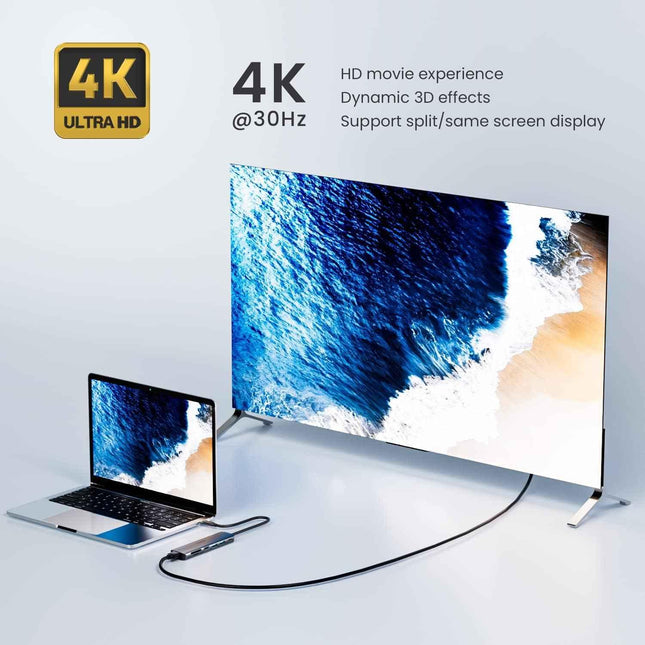 7 in 1 USB-C Hub Multiport Adapter with USB 3.0 USB-C 100W PD SD/TF Card Reader