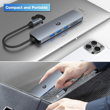 USB-C Docking Station 6-in-1 4K HDMI USB 3 SD & TF Reader for Mac Windows Linux