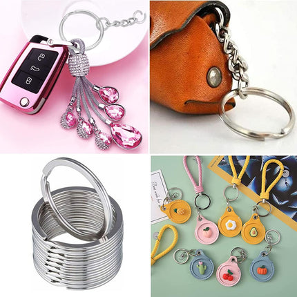 Heavy Duty Metal Split Key Rings – 28mm Keychain Ring Holder, Silver Pack of 5
