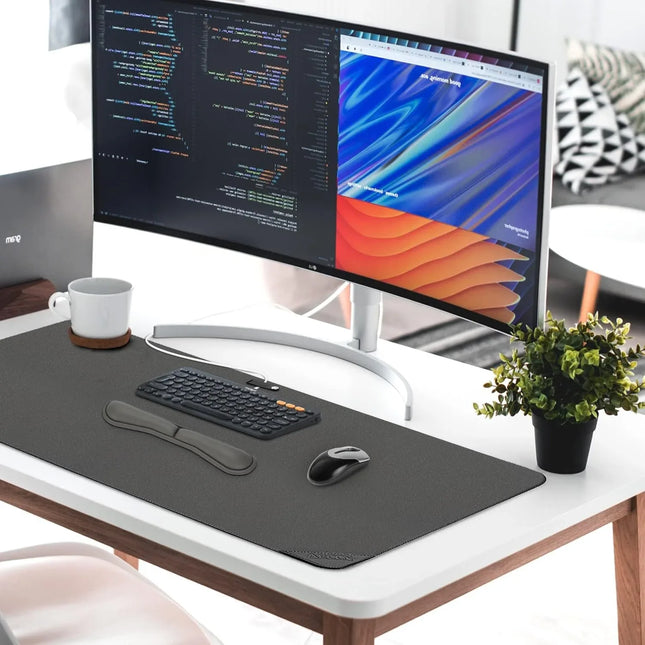 Desk Protector Faux Leather Multifunctional Office 80cm * 40cm - Truffle Grey