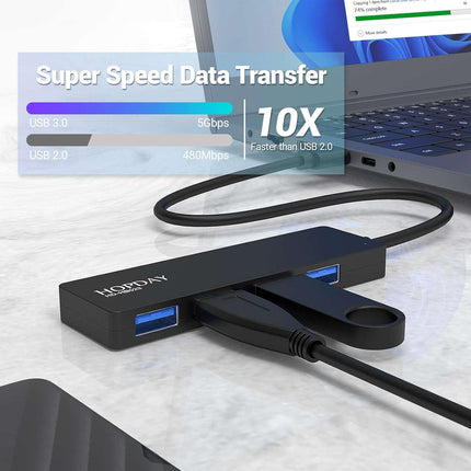 USB 3.0 Hub 4 Port Ultra Slim Splitter Mac Windows Linux Computers Plug & Play