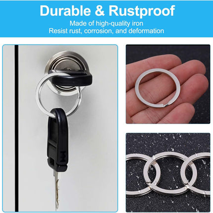 Heavy Duty Metal Split Key Rings – 30mm Keychain Ring Holder, Silver Pack of 5